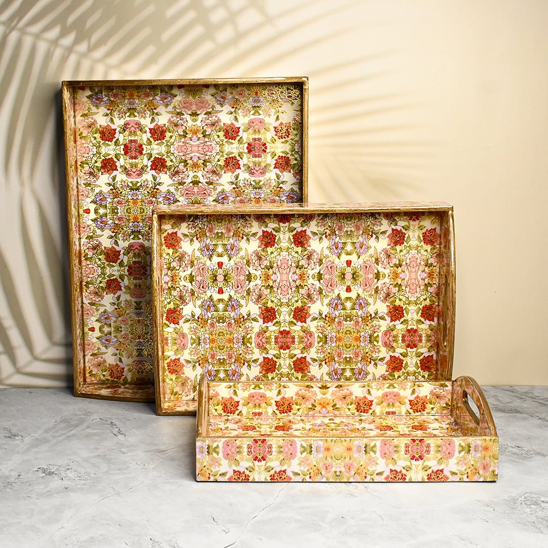 Wooden Trays with Curved Handle - Pack of 3 – Home Decor on Brown Living™. SKU: MJ00160TYV. Img 1.