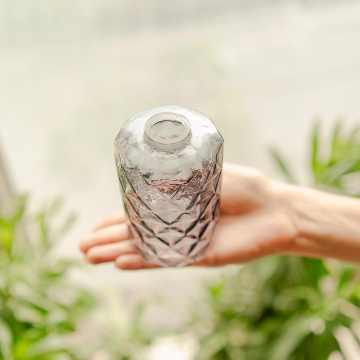 Vivid Glass Vase with Dried Flower Bunch Decor | Verified Sustainable by Brown Living™