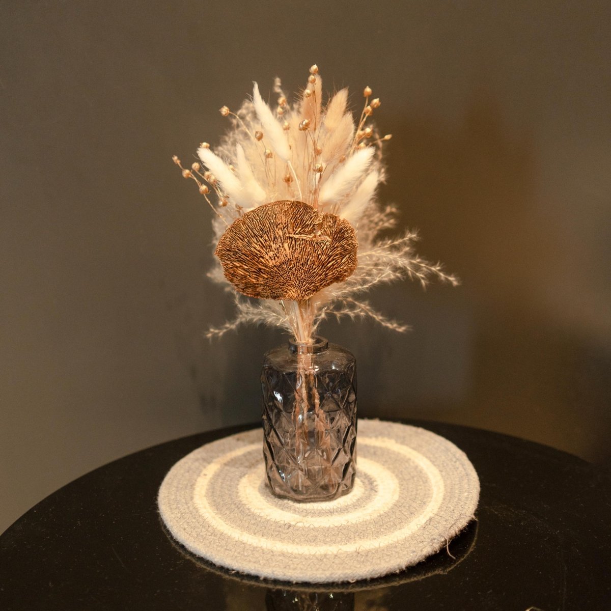 Vivid Glass Vase with Dried Flower Bunch Decor | Verified Sustainable by Brown Living™