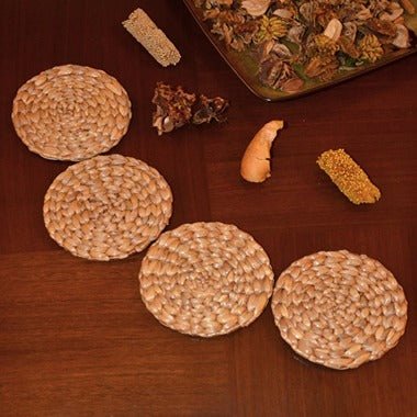 Water Hyacinth Round Coasters (Set of 4) – Coasters on Brown Living™. SKU: WHRCOA019A. Img 2.