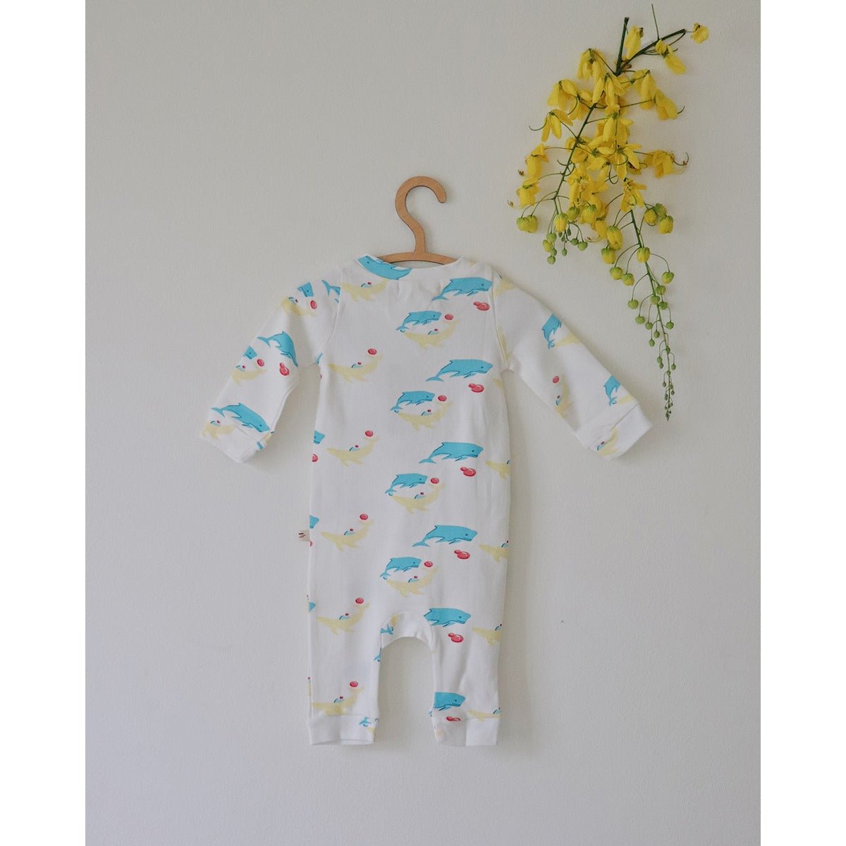 Whales Newborn Bodysuit – Organic Cotton Baby Essential | Verified Sustainable by Brown Living™