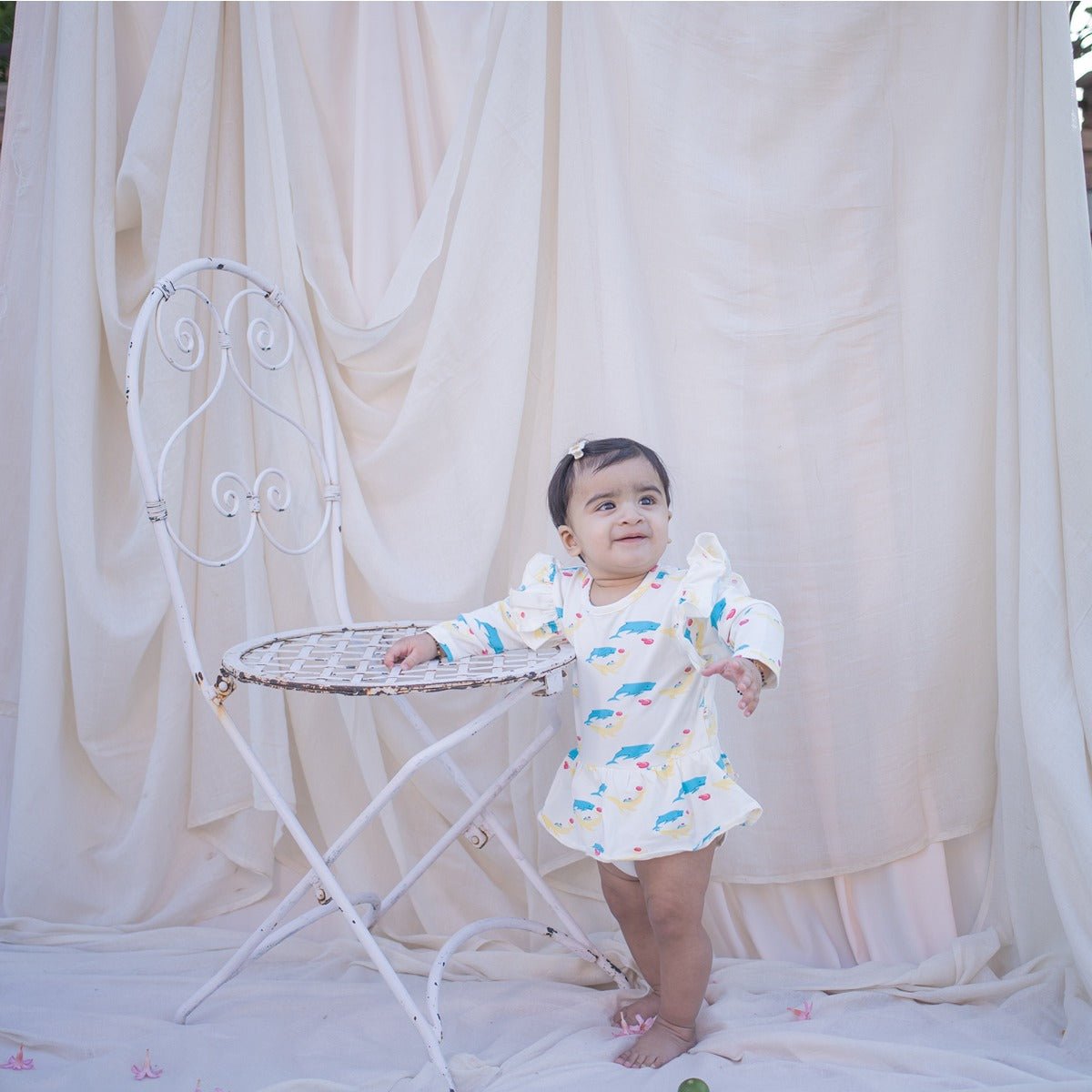 Whales Organic Peplum Baby Onesie – Stylish & Soft Cotton – Kids Onesies on Brown Living™. SKU: AC - 01 - 0004/0 - 3M. Img 1.