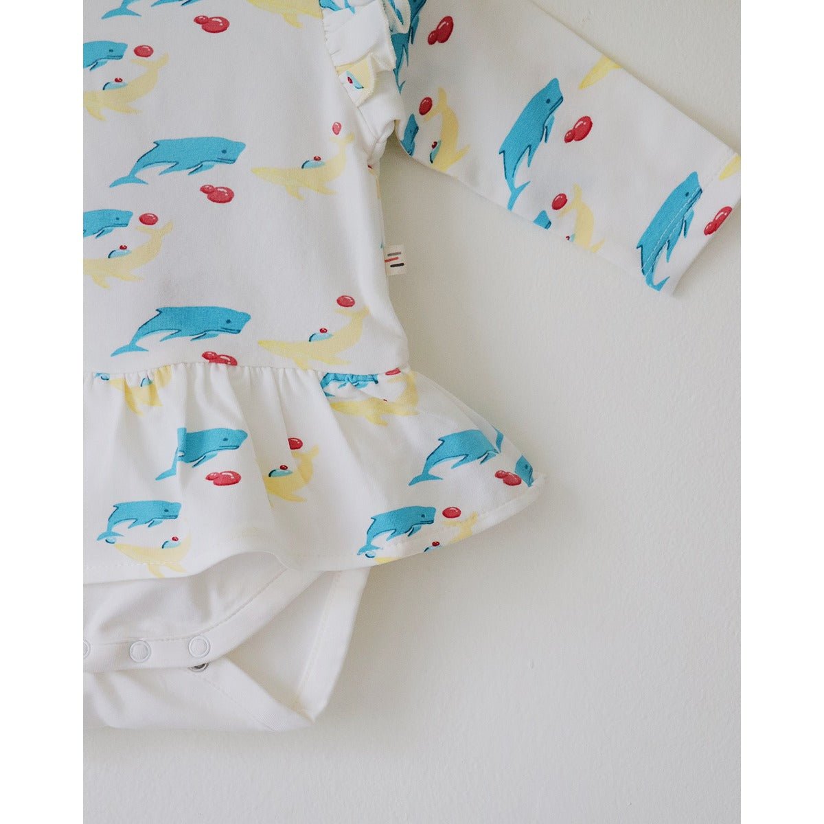 Whales Organic Peplum Baby Onesie – Stylish & Soft Cotton | Verified Sustainable by Brown Living™