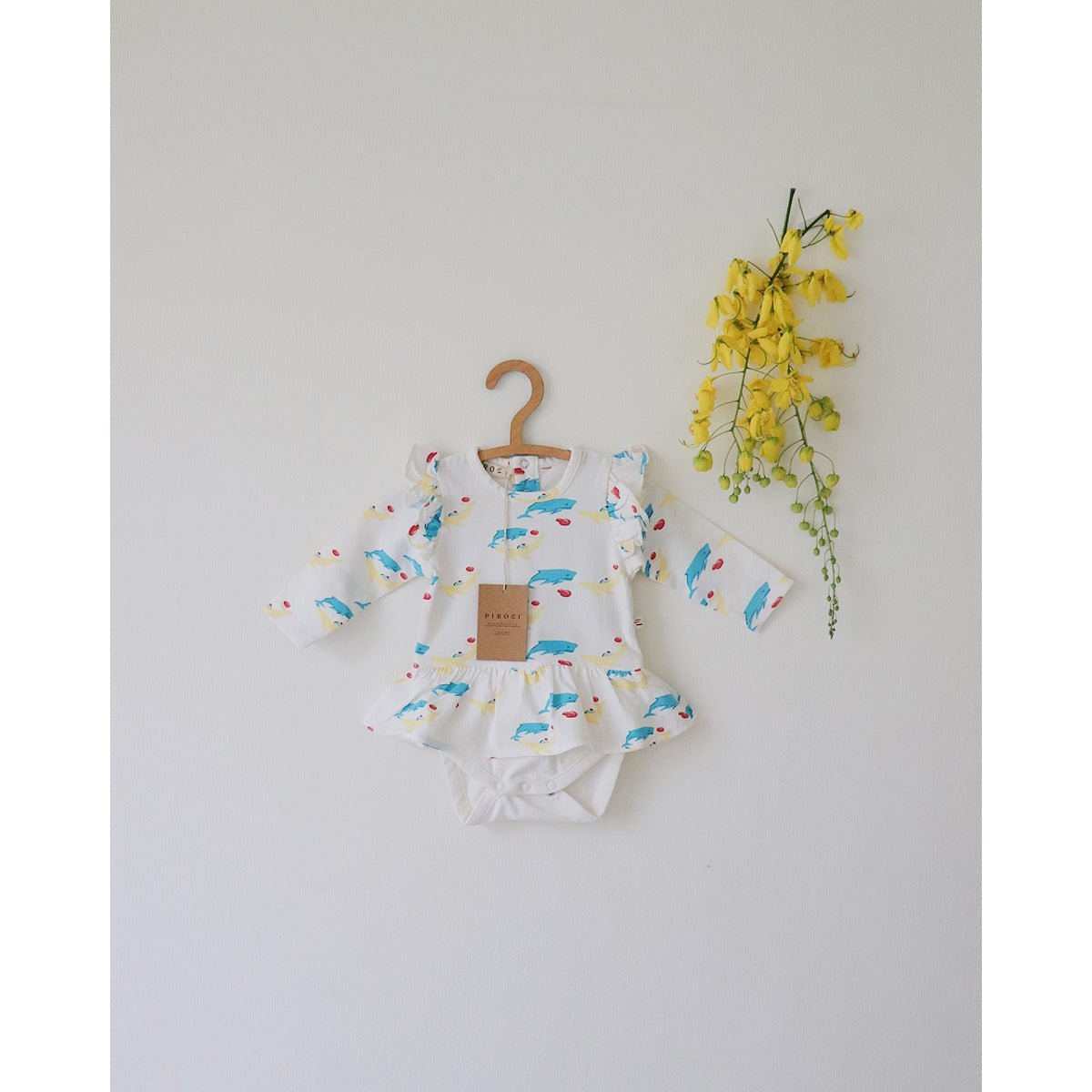 Whales Organic Peplum Baby Onesie – Stylish & Soft Cotton – Kids Onesies on Brown Living™. SKU: AC - 01 - 0004/0 - 3M. Img 4.