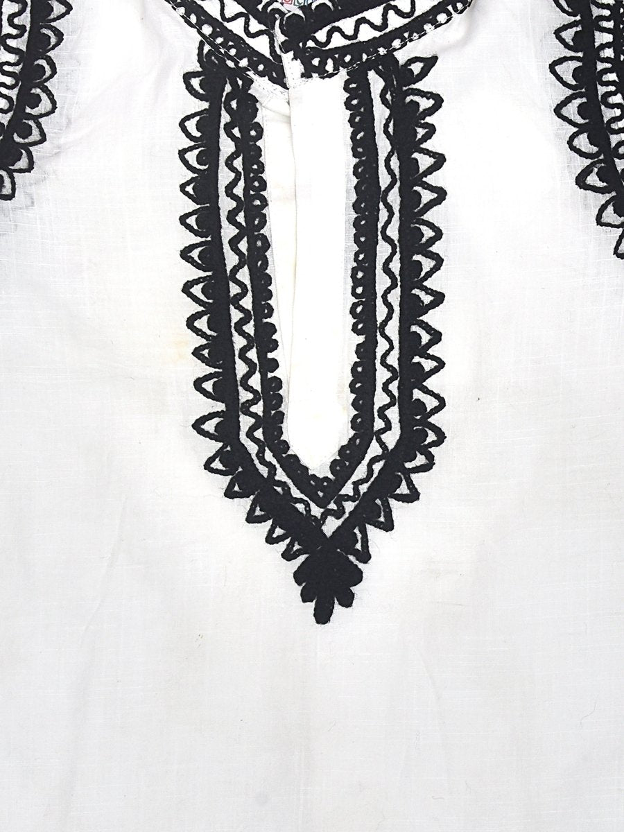 White Cotton Baby Boy Kurta Pajama Set with Kashmiri Ari Embroidery – Kids Ethnic Sets on Brown Living™. SKU: T01 - XL. Img 4.