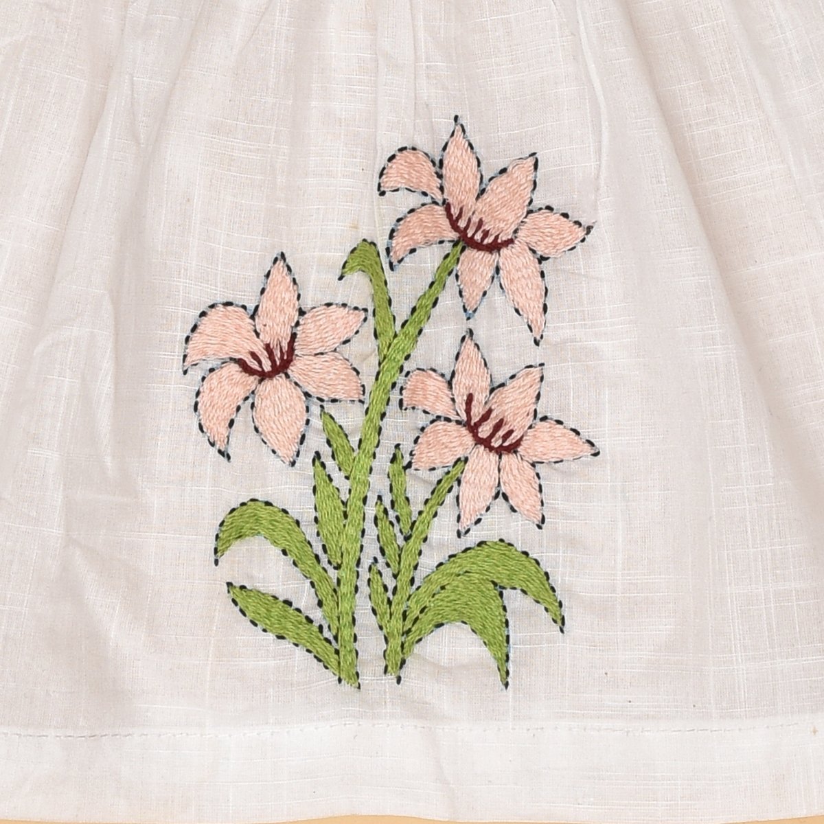 White Pure Cotton Hand Embroidered Baby Dress Combo - Set of 3 – Kids Frocks & Dresses on Brown Living™. SKU: STRCOTWHIFROCOM01 - S5497. Img 14.