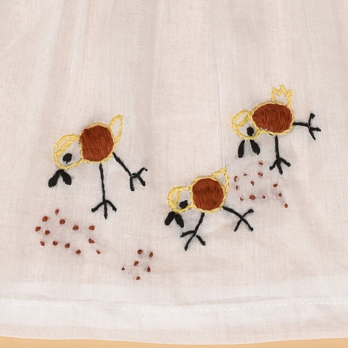White Pure Mulmul Hand Embroidered Baby Dress Combo - Set of 2 – Kids Frocks & Dresses on Brown Living™. SKU: STRCOTMULFROCOM03 - S. Img 3.