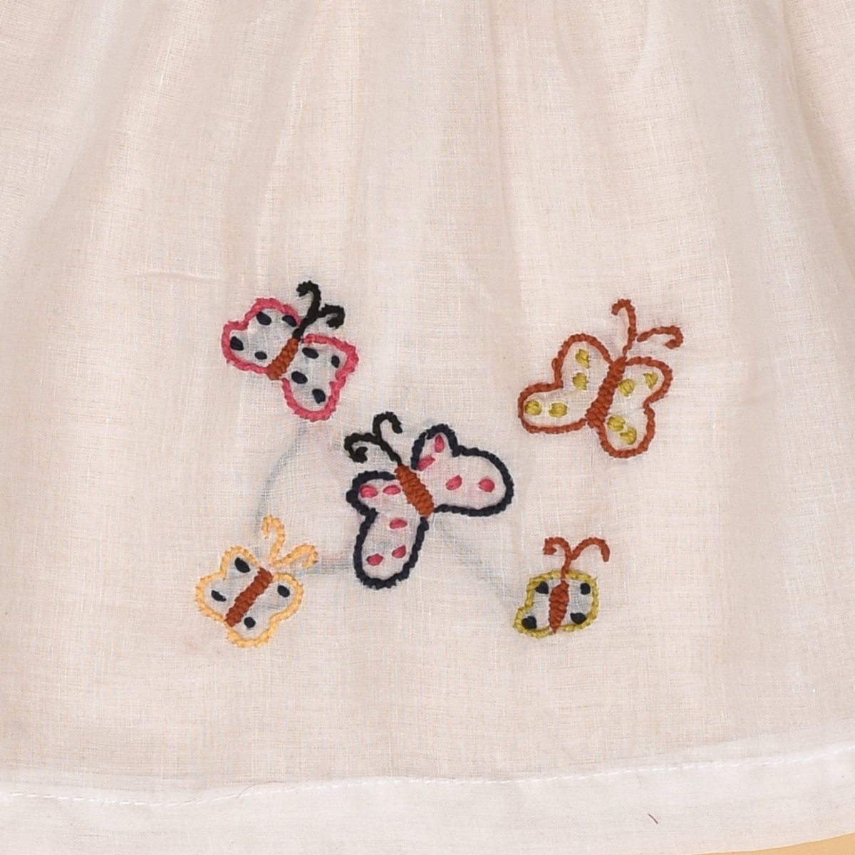 White Pure Mulmul Hand Embroidered Baby Dress Combo - Set of 2 – Kids Frocks & Dresses on Brown Living™. SKU: STRCOTMULFROCOM03 - S. Img 5.