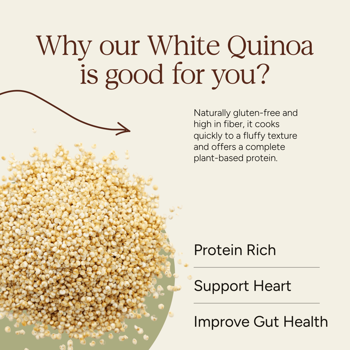 White Quinoa | Gluten - Free | Fiber - Rich | 500g | Verified Sustainable by Brown Living™