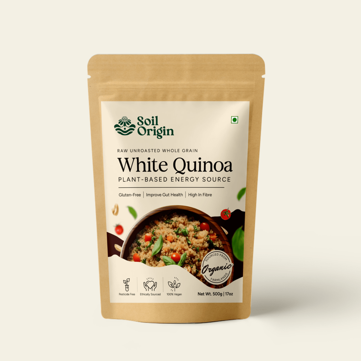 White Quinoa | Gluten - Free | Fiber - Rich | 500g | Verified Sustainable by Brown Living™