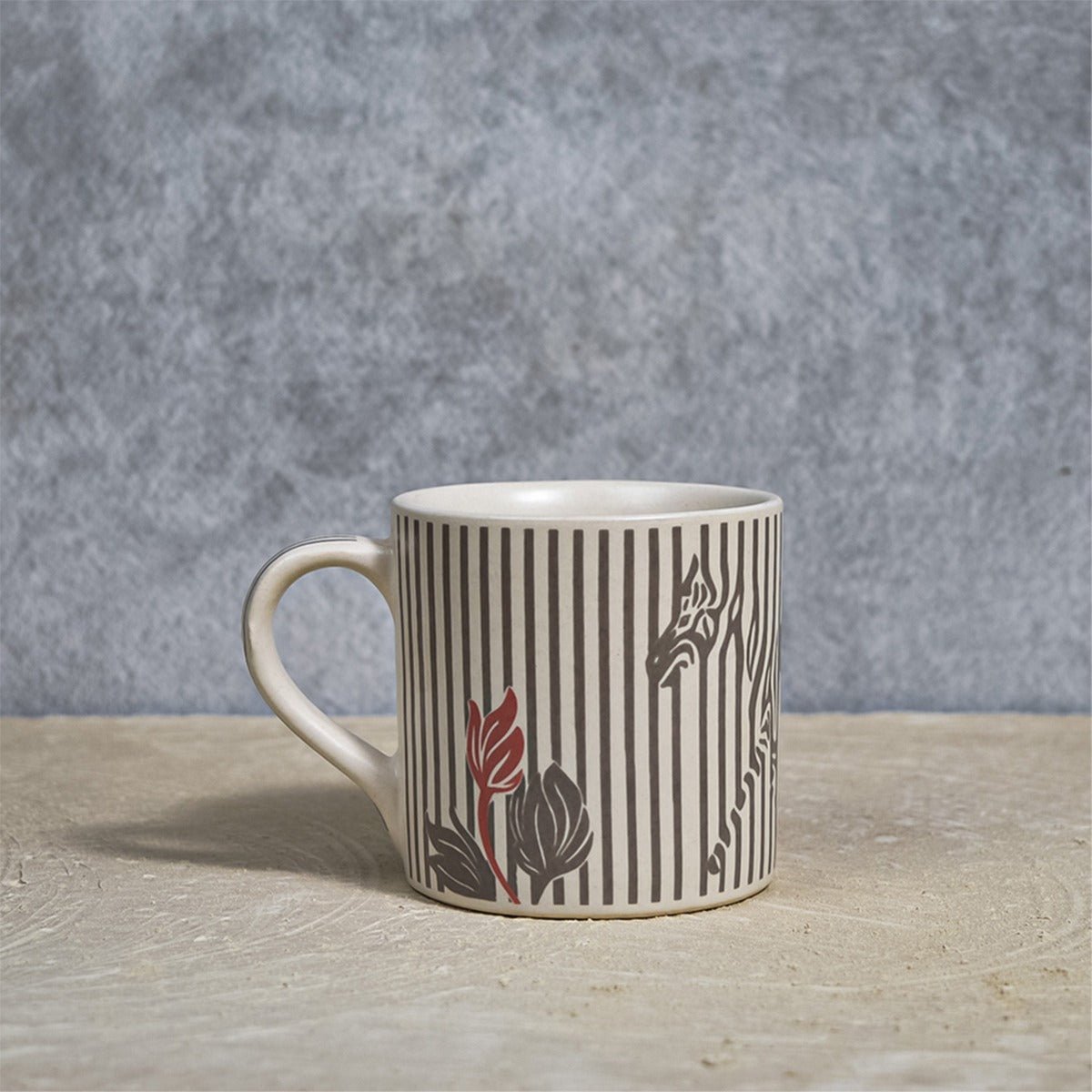 White Zebra Print Ceramic Mug - 350ml | Verified Sustainable by Brown Living™