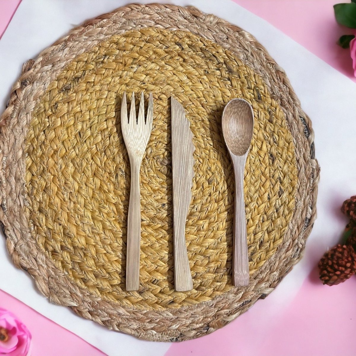 Jute Placemats – Set of 2 – Table Linens on Brown Living™. SKU: OEP097. Img 3.