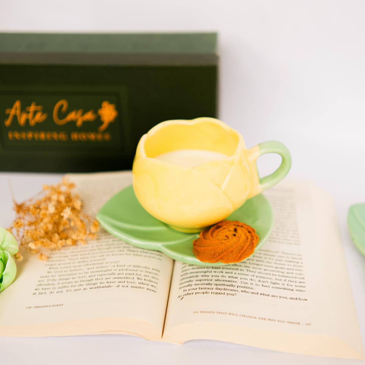 Yellow Tulip Charm Cup & Saucer | Verified Sustainable by Brown Living™