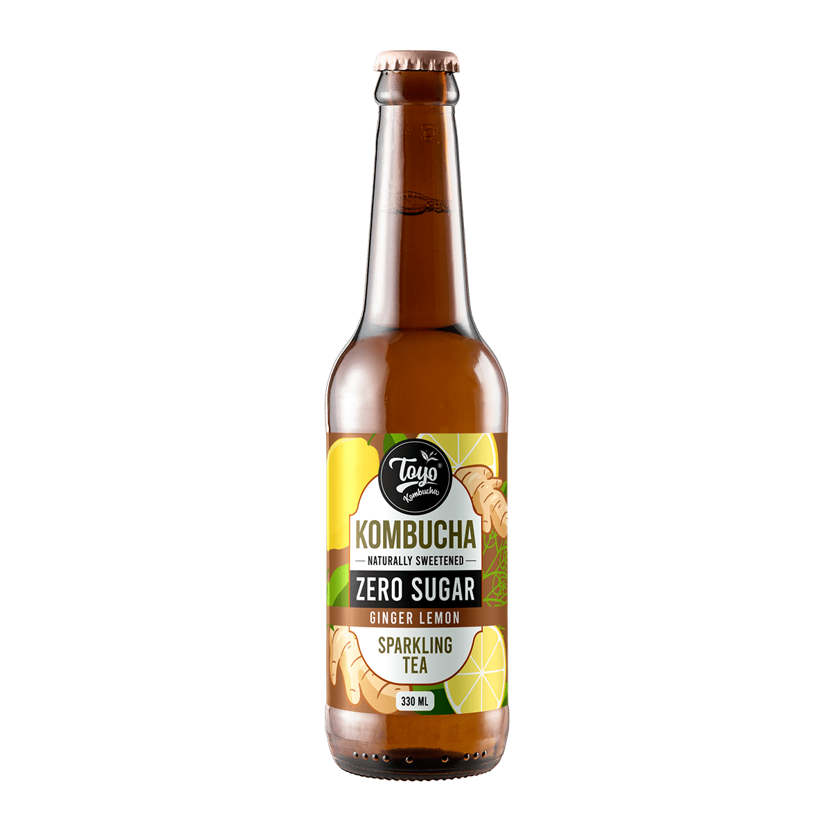 Zero Sugar Ginger Lemon Kombucha - 330ml | Verified Sustainable by Brown Living™