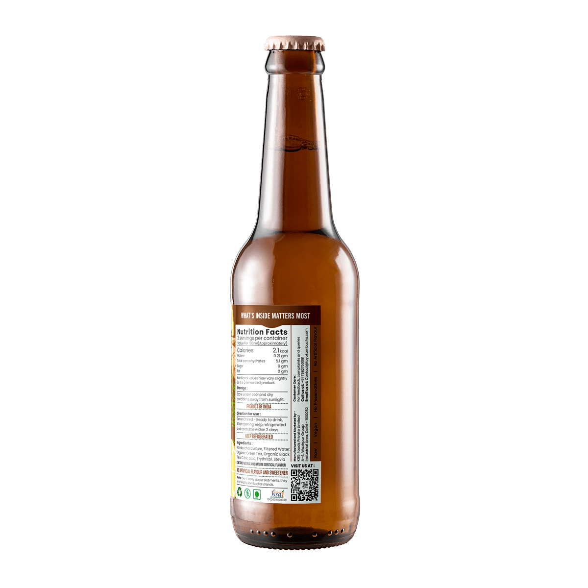 Zero Sugar Ginger Lemon Kombucha - 330ml | Verified Sustainable by Brown Living™