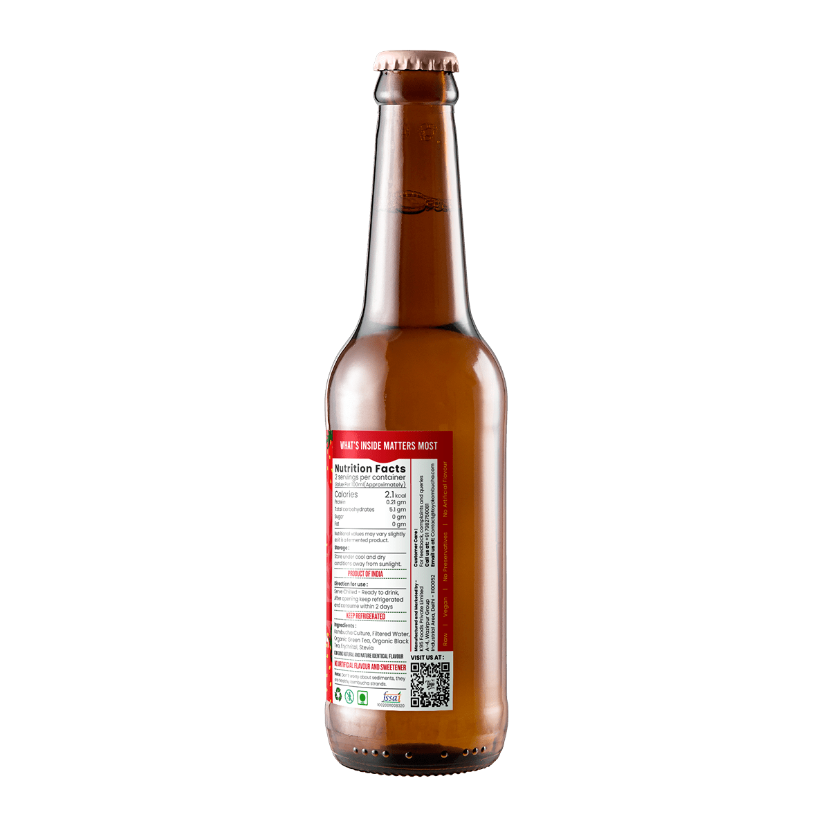Zero Sugar Strawberry Kombucha - 330ml | Verified Sustainable by Brown Living™