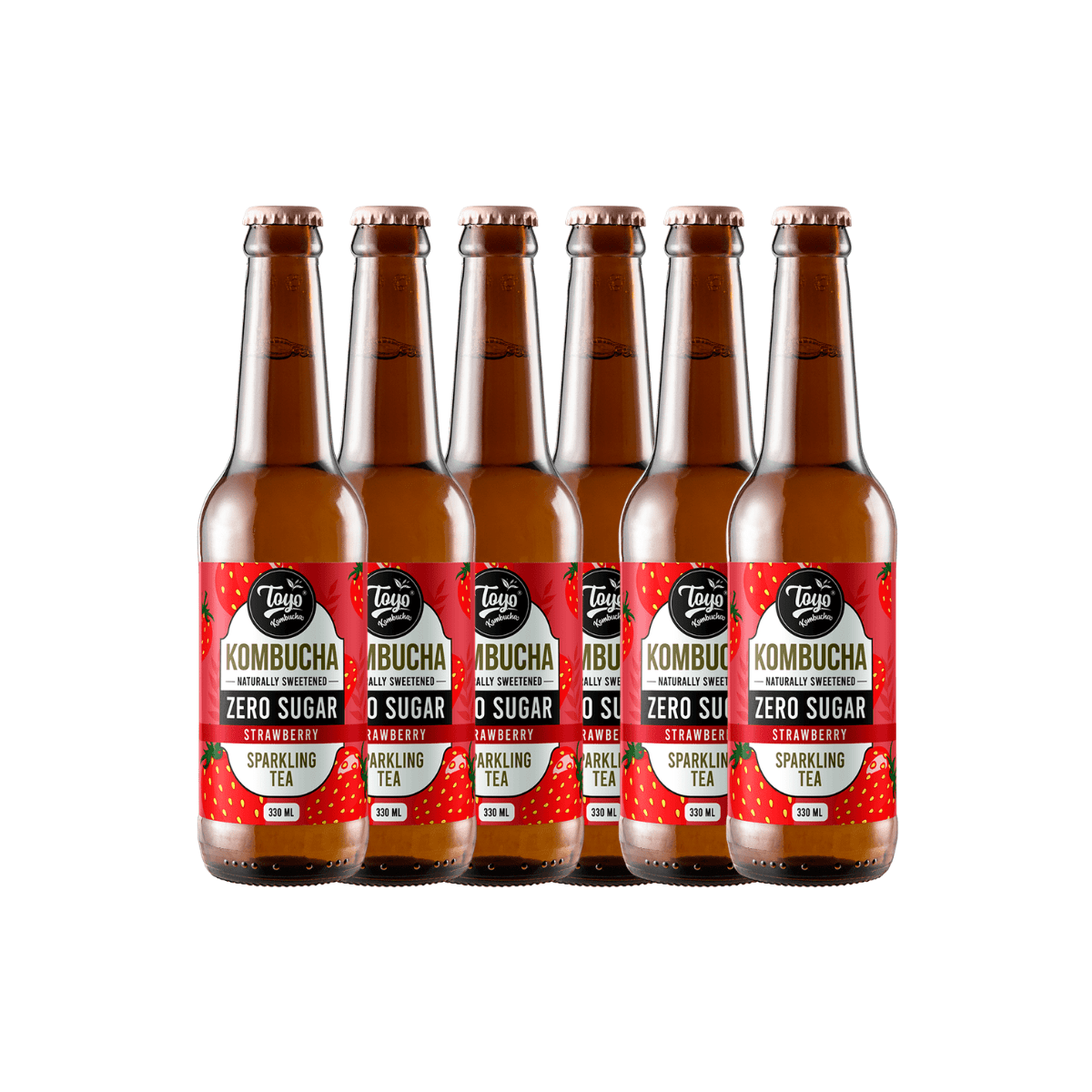 Zero Sugar Strawberry Kombucha - 330ml ( Pack of 6) | Verified Sustainable by Brown Living™