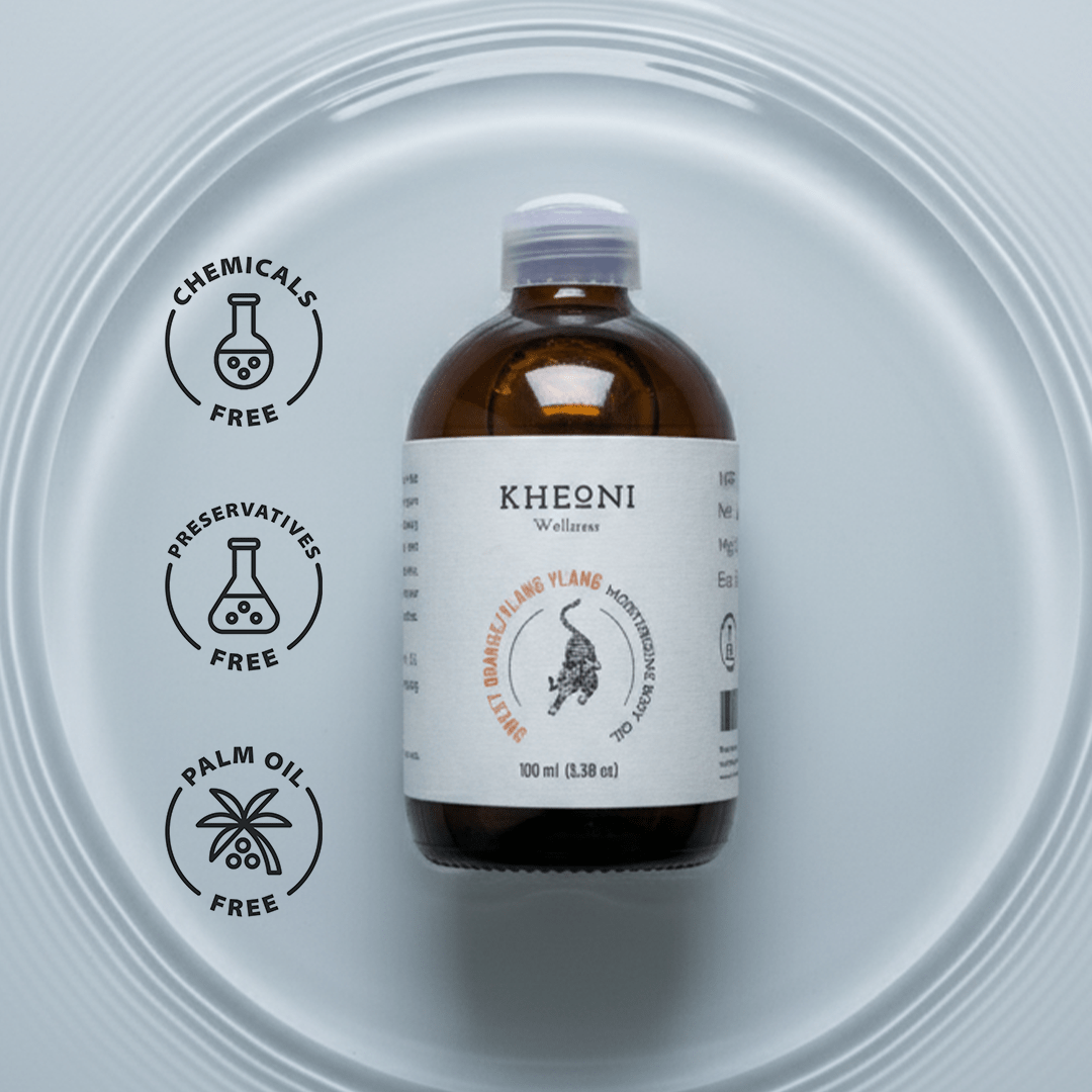 Sweet Orange & Ylang Ylang Moisturizing Body Oil – Hydrating Glow – Body Oil on Brown Living™. SKU: FFBIOY100L. Img 6.