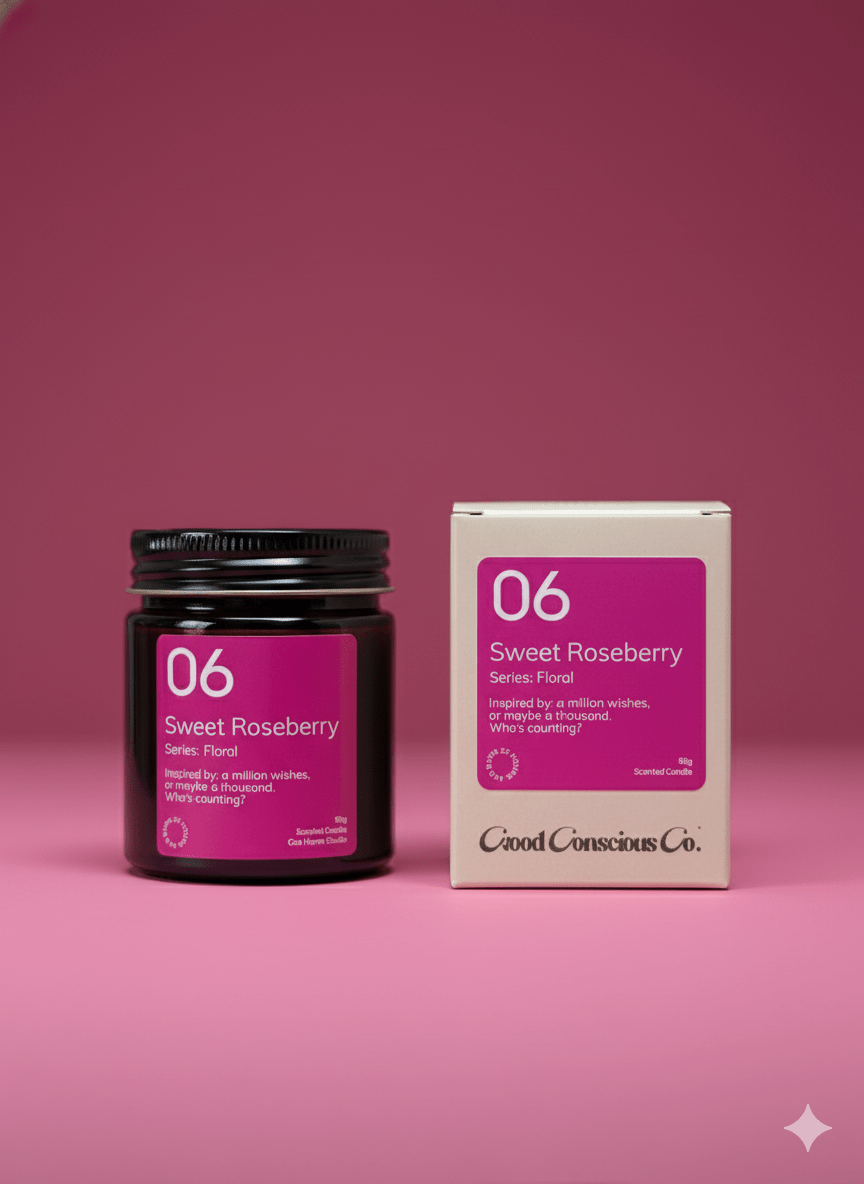 Sweet Roseberry Soy Wax Candle | Wild Rose & Berry | Handmade & Vegan – Candles & Fragrances on Brown Living™. SKU: 06SRAJ90. Img 3.