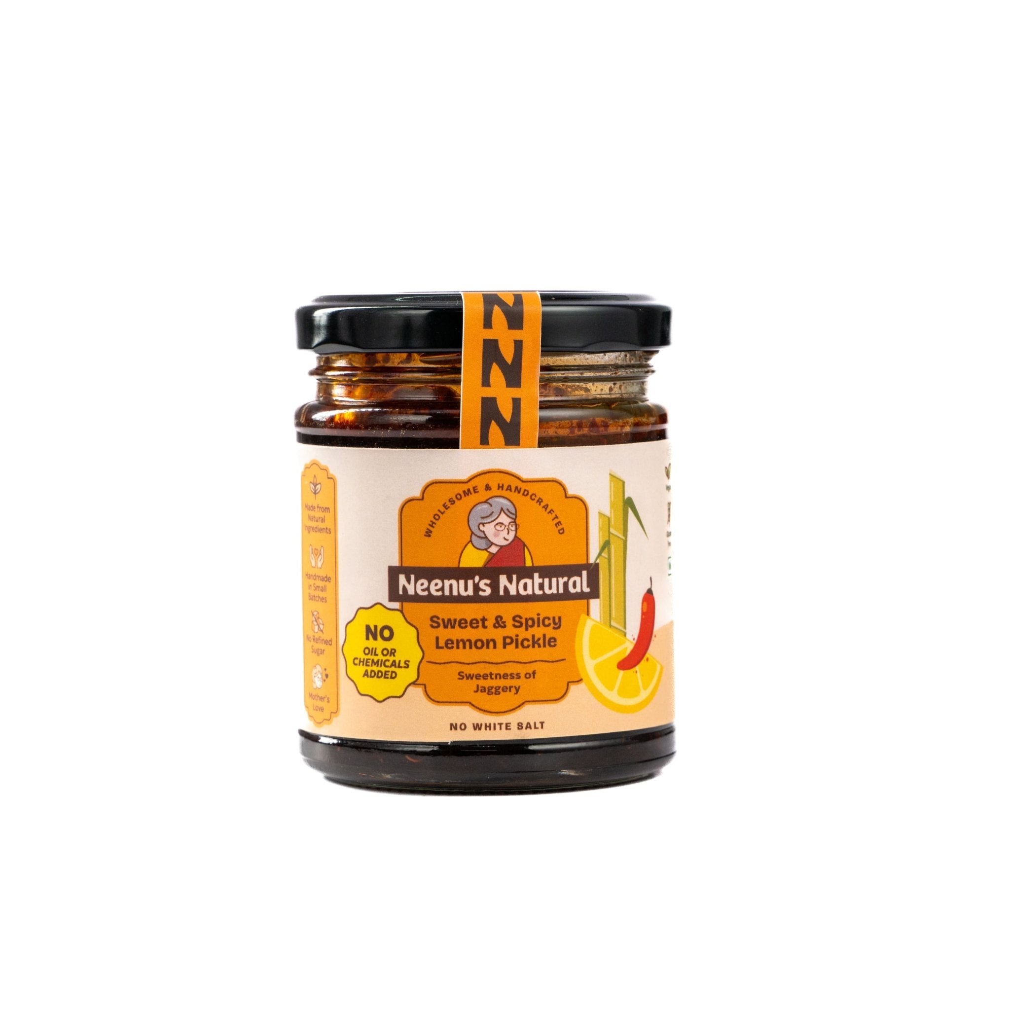 Sweet & Spicy Lemon Pickle – Tangy, Zesty, Homemade Indian Pickle – Pickles & Chutney on Brown Living™. SKU: NN_03. Img 2.