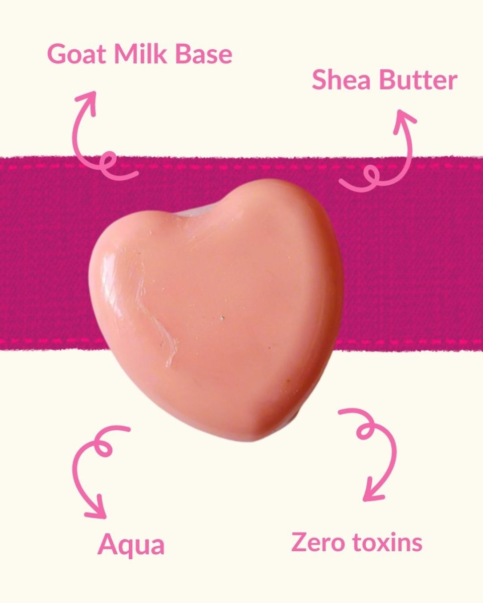 Sweetheart Shape Pink Shea & Goat Milk Soap 100 g – Body Soap on Brown Living™. SKU: SOB - SOAP - 09. Img 2.