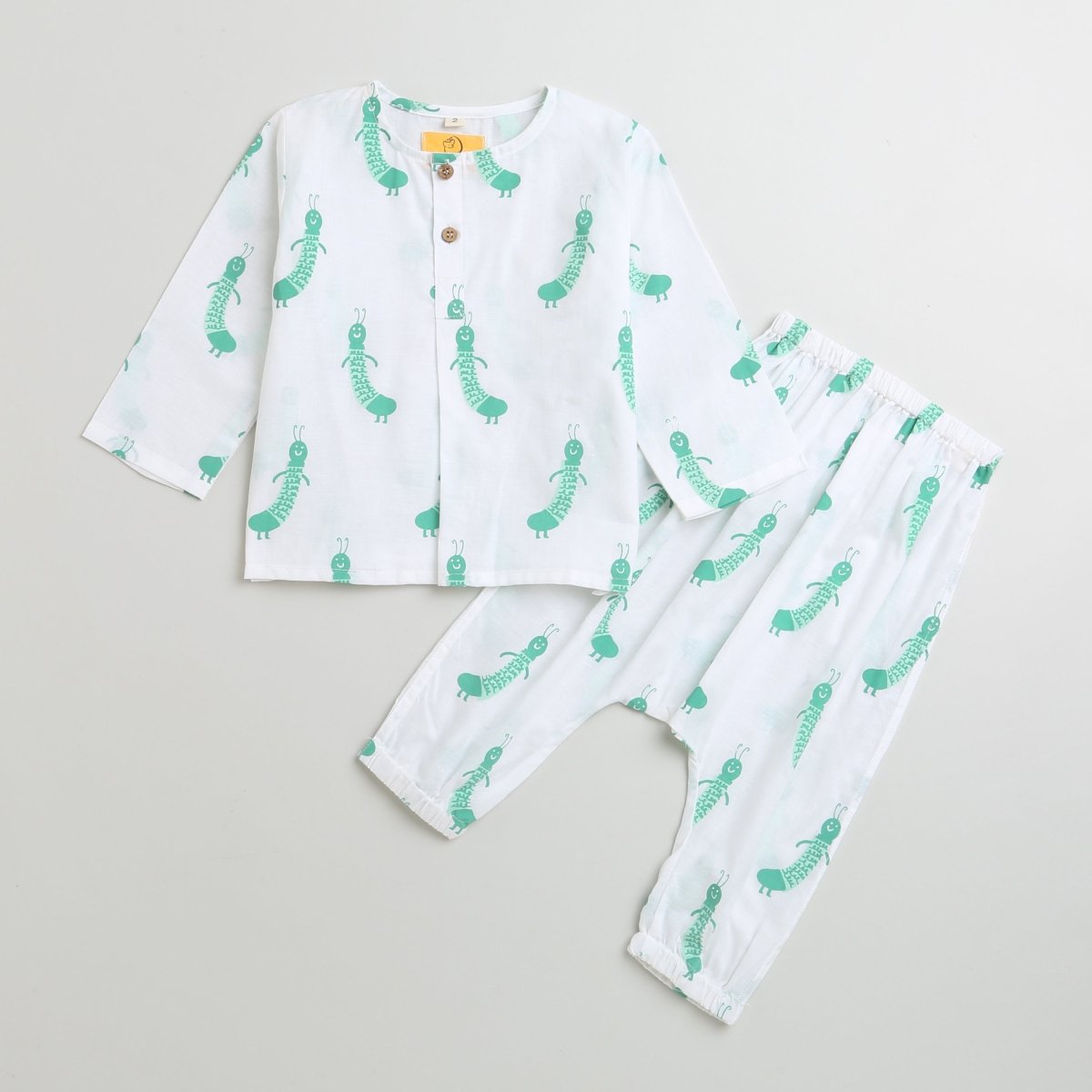 Taily Caterpillar - Unisex Infant Cotton Nightwear – Kids Onesies on Brown Living™. SKU: MITHIC - 0613042. Img 1.