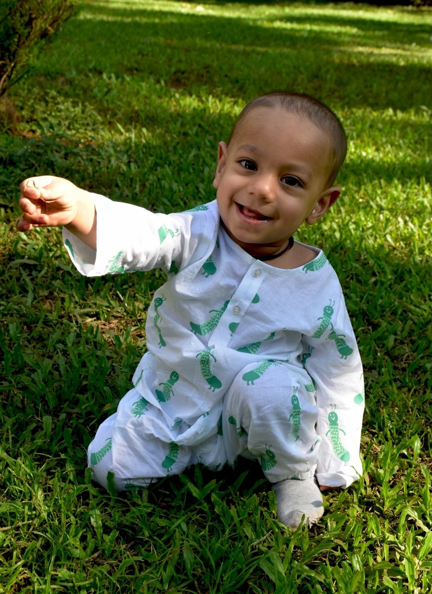 Taily Caterpillar - Unisex Infant Cotton Nightwear – Kids Onesies on Brown Living™. SKU: MITHIC - 0613042. Img 3.