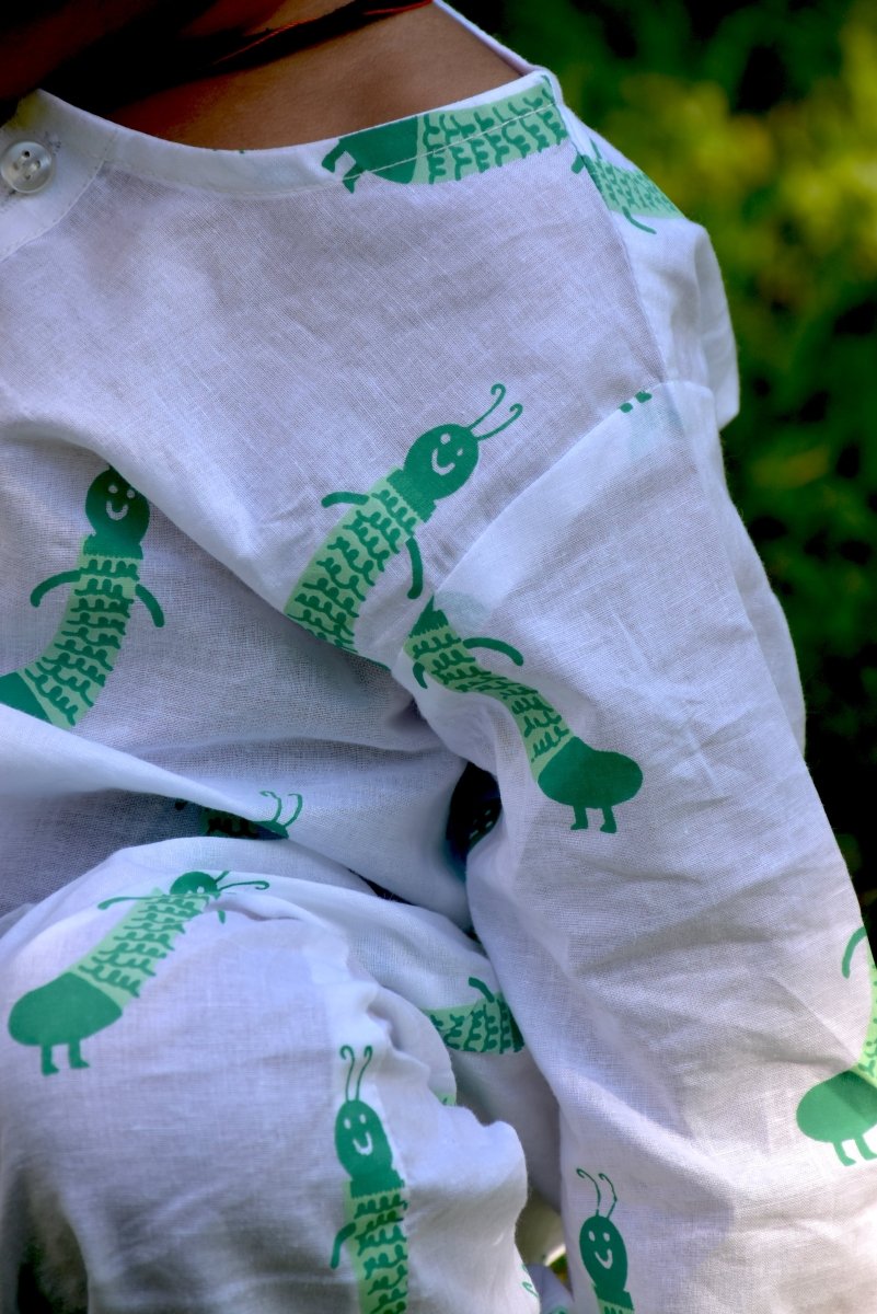 Taily Caterpillar - Unisex Infant Cotton Nightwear – Kids Onesies on Brown Living™. SKU: MITHIC - 0613042. Img 5.