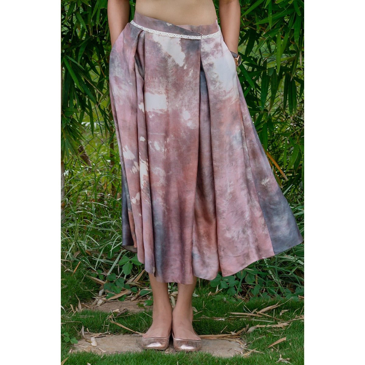 Taite Overlapped Tea - Length Skirt | Stylish Midi Skirt for Women – Womens Skirt on Brown Living™. SKU: TMS0164-XS. Img 2.