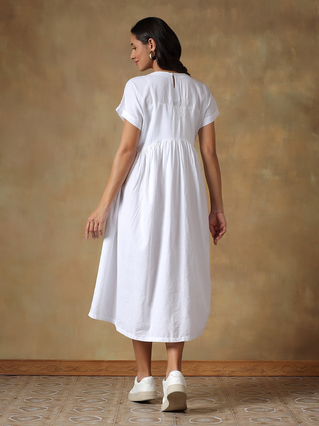 Tale of Two Cities White Dress | Elegant Women’s Cotton A - Line Dress – Womens Dress on Brown Living™. SKU: IHTCD02SW. Img 1.