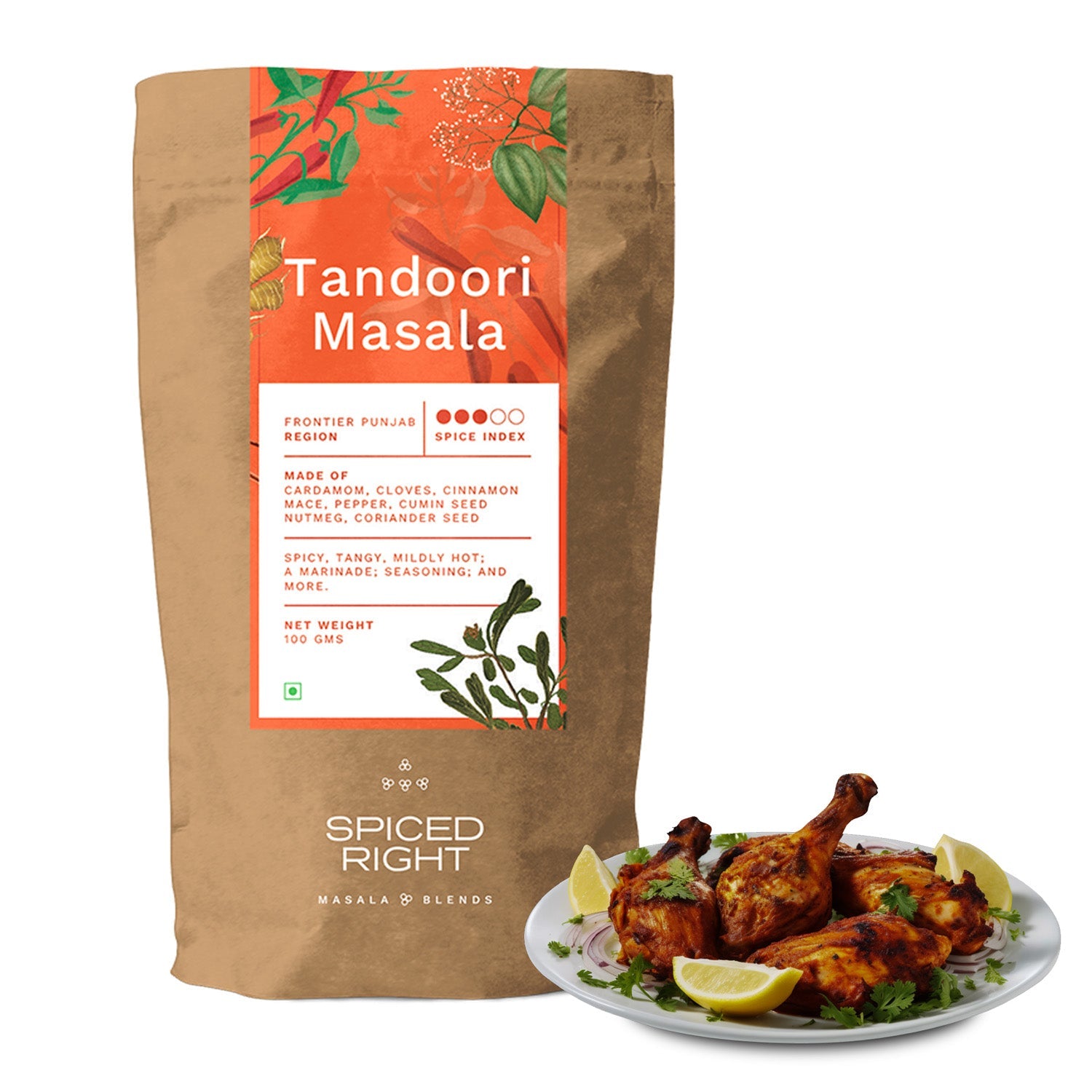 Tandoori Masala - Frontier Punjab Tradition, No Fillers – Seasonings & Spices on Brown Living™. SKU: SRTM. Img 1.