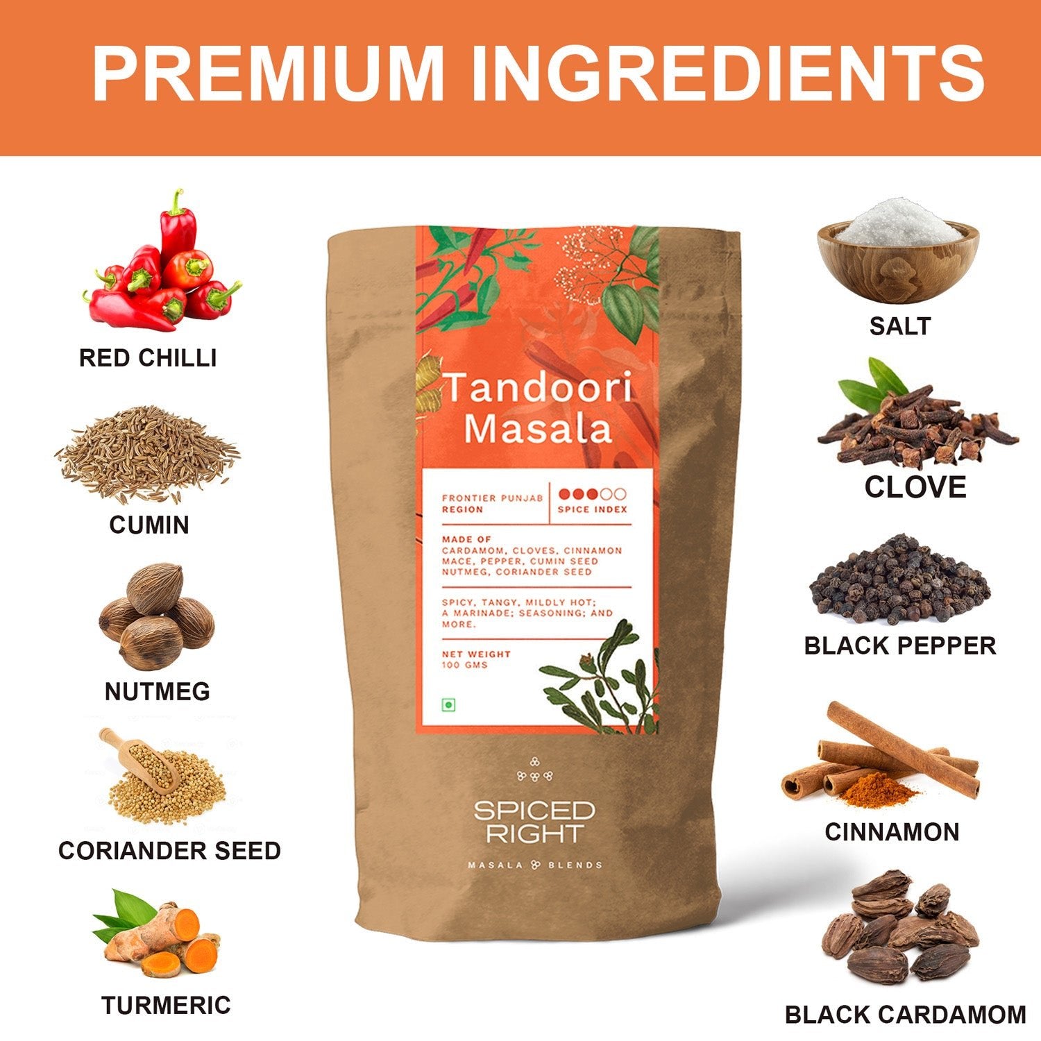 Tandoori Masala - Frontier Punjab Tradition, No Fillers – Seasonings & Spices on Brown Living™. SKU: SRTM. Img 6.