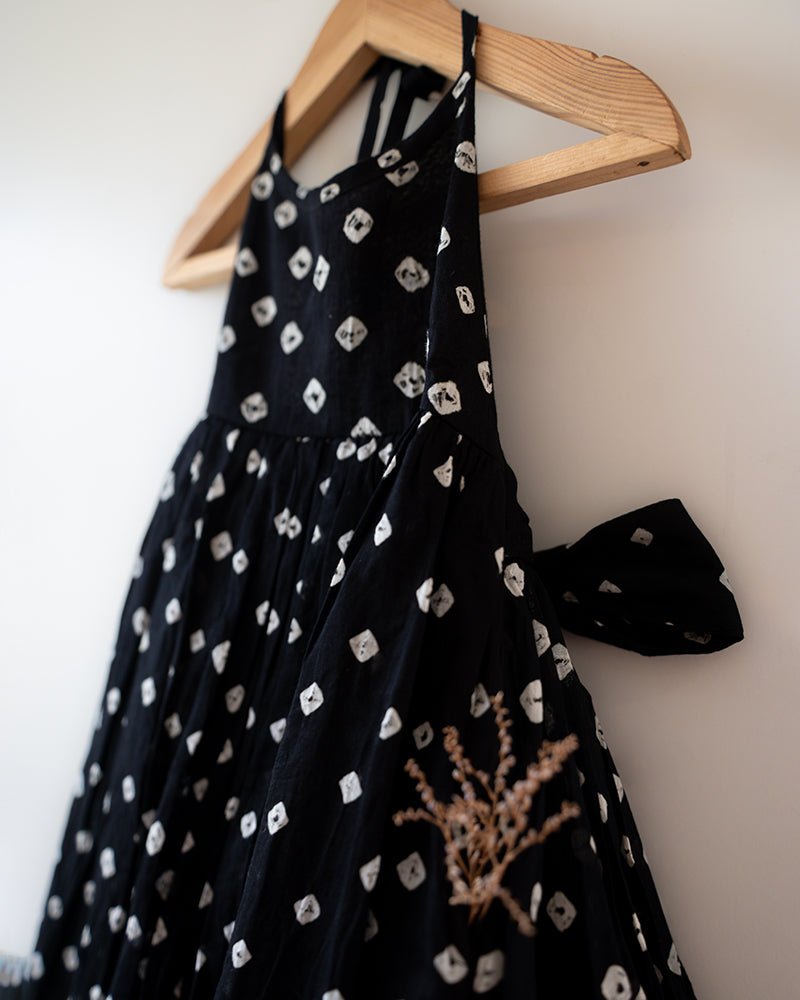 Tara Cotton Black Bandhani Halter Maxi Dress – Kids Frocks & Dresses by Love The World Today available on Brown Living™. 1 - 2 Y . SKU: C34G6BM12. Img 15.
