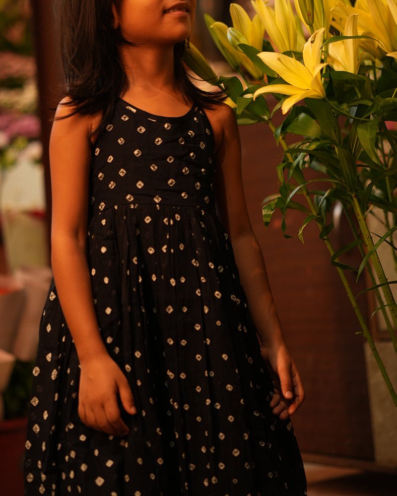 Tara Cotton Black Bandhani Halter Maxi Dress – Kids Frocks & Dresses by Love The World Today available on Brown Living™. 1 - 2 Y . SKU: C34G6BM12. Img 9.