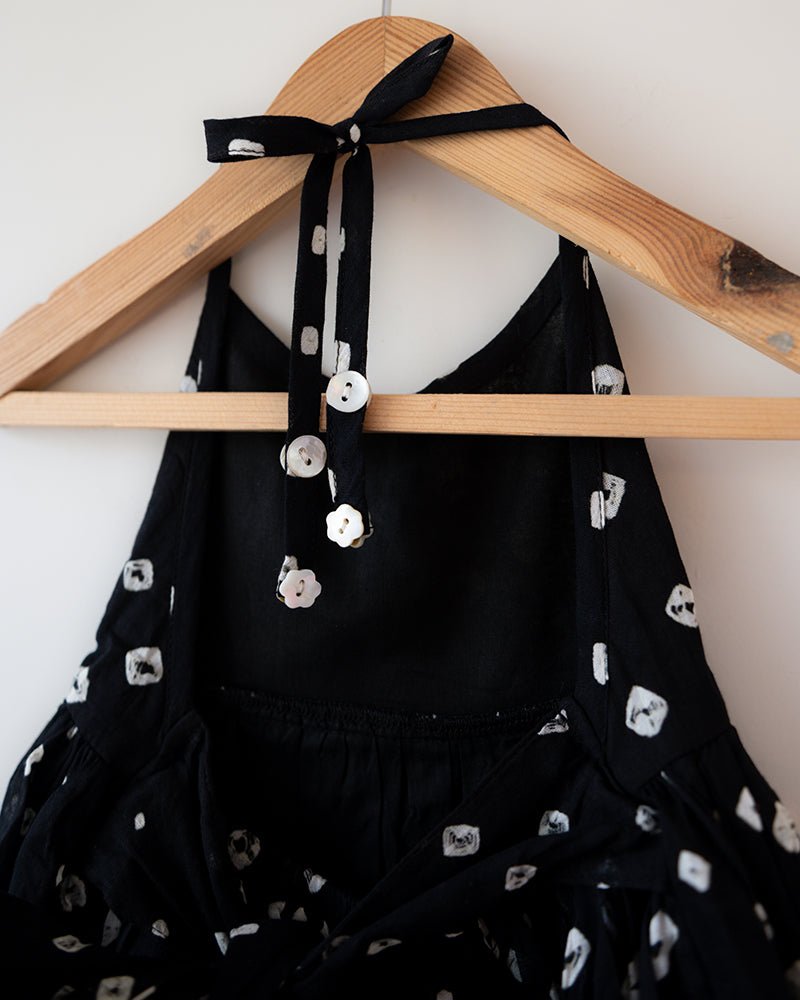 Tara Cotton Black Bandhani Halter Maxi Dress – Kids Frocks & Dresses by Love The World Today available on Brown Living™. 1 - 2 Y . SKU: C34G6BM12. Img 14.