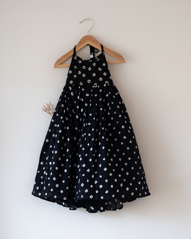 Tara Cotton Black Bandhani Halter Maxi Dress – Kids Frocks & Dresses by Love The World Today available on Brown Living™. 1 - 2 Y . SKU: C34G6BM12. Img 1.