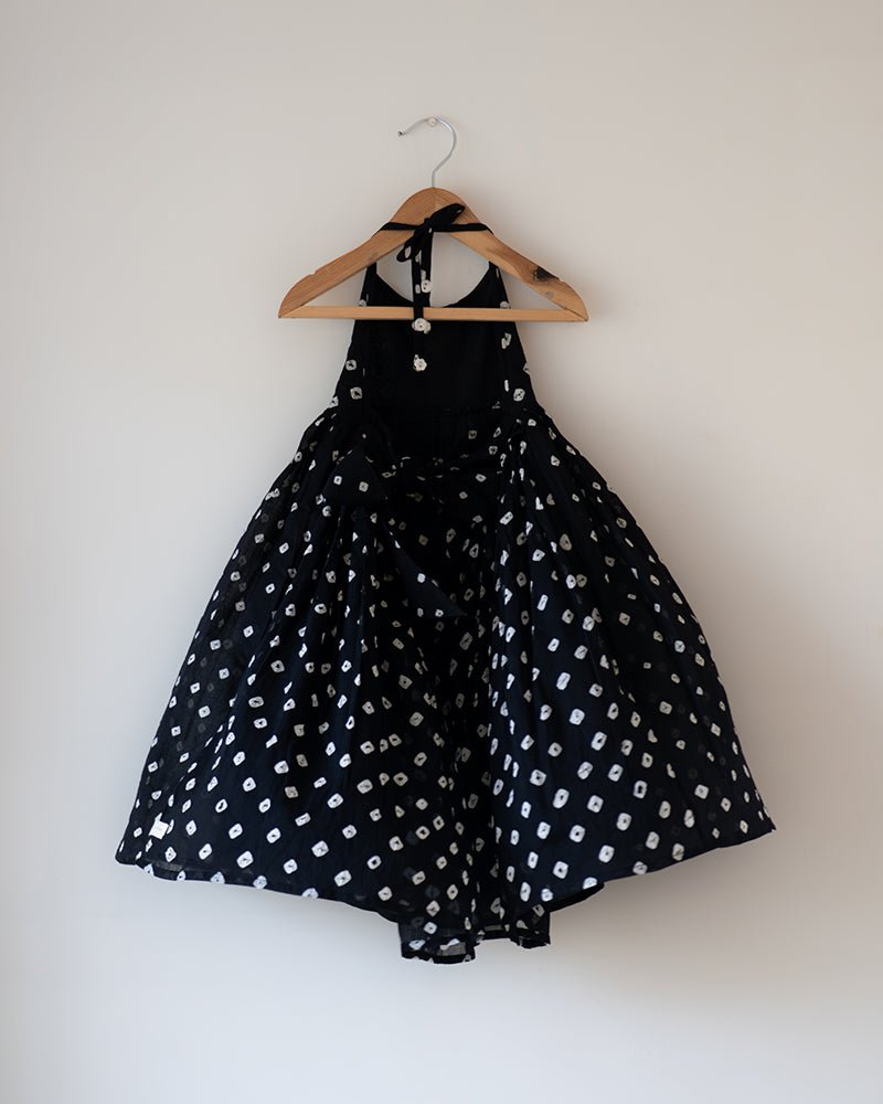 Tara Cotton Black Bandhani Halter Maxi Dress – Kids Frocks & Dresses by Love The World Today available on Brown Living™. 1 - 2 Y . SKU: C34G6BM12. Img 3.