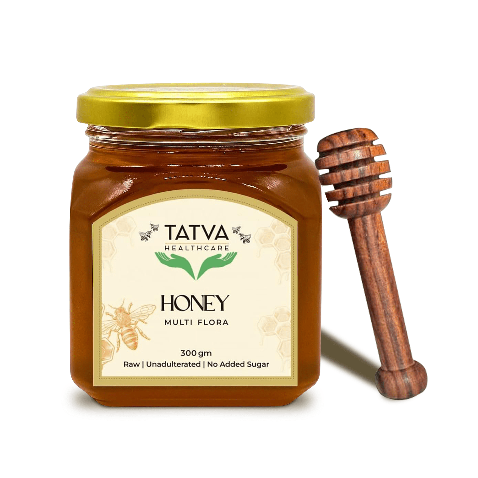 Tatva Himalayan Raw Honey 100% Natural – Pure & Unprocessed Honey – Honey & Syrups on Brown Living™. SKU: TATVA-HNY-300. Img 1.