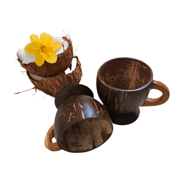 Tea Coffee Mug Pack Of 2 | Natural Coconut Shell Cups – Cups & Saucers on Brown Living™. SKU: OEP115. Img 1.