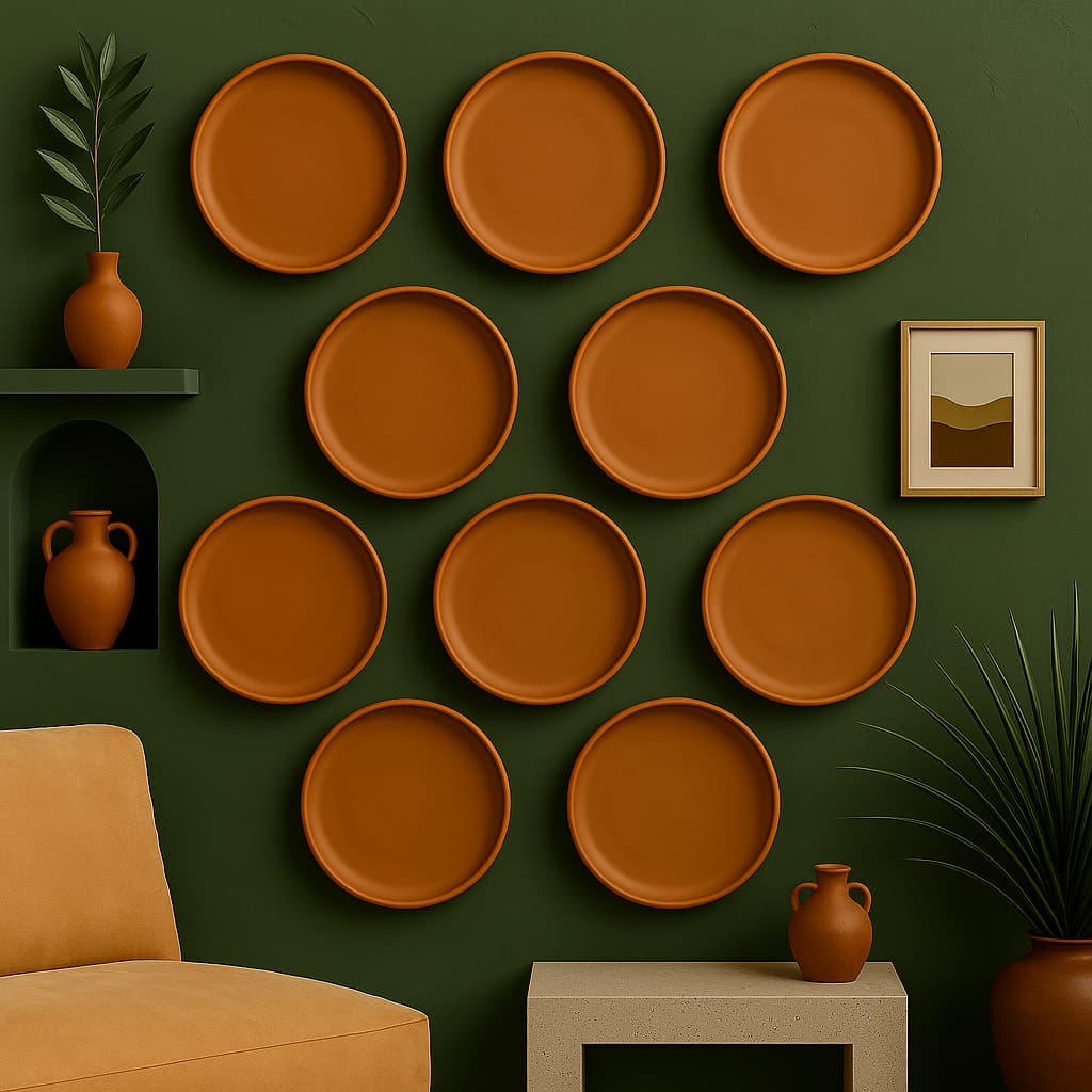 Terracotta 11 - Inch Wall Plate | Handcrafted Decorative Plate – Wall Decor on Brown Living™. SKU: WP-11. Img 46.