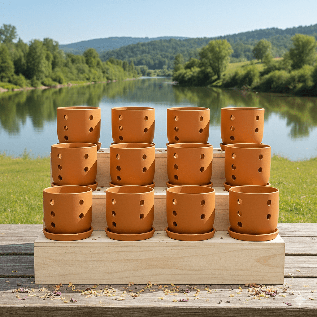 Terracotta Autumn Orchid Planter Small - 4 Inch Pot – Home & Garden on Brown Living™. SKU: PL19-12. Img 4.