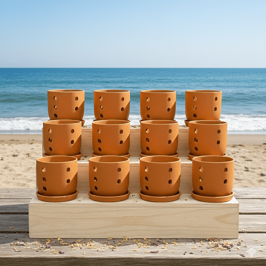 Terracotta Autumn Orchid Planter Small - 4 Inch Pot – Home & Garden on Brown Living™. SKU: PL19-2A. Img 1.