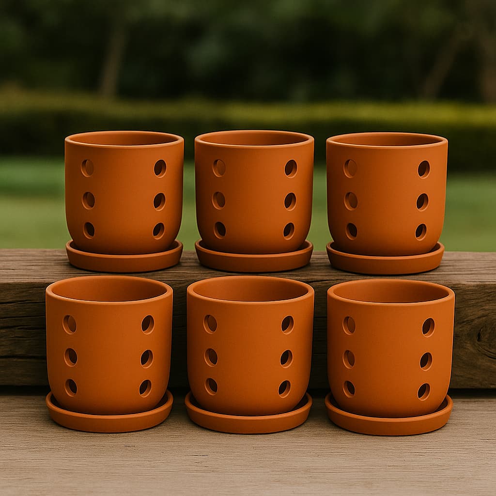 Terracotta Autumn Orchid Planter Small - 4 Inch Pot – Home & Garden on Brown Living™. SKU: PL19-6. Img 13.