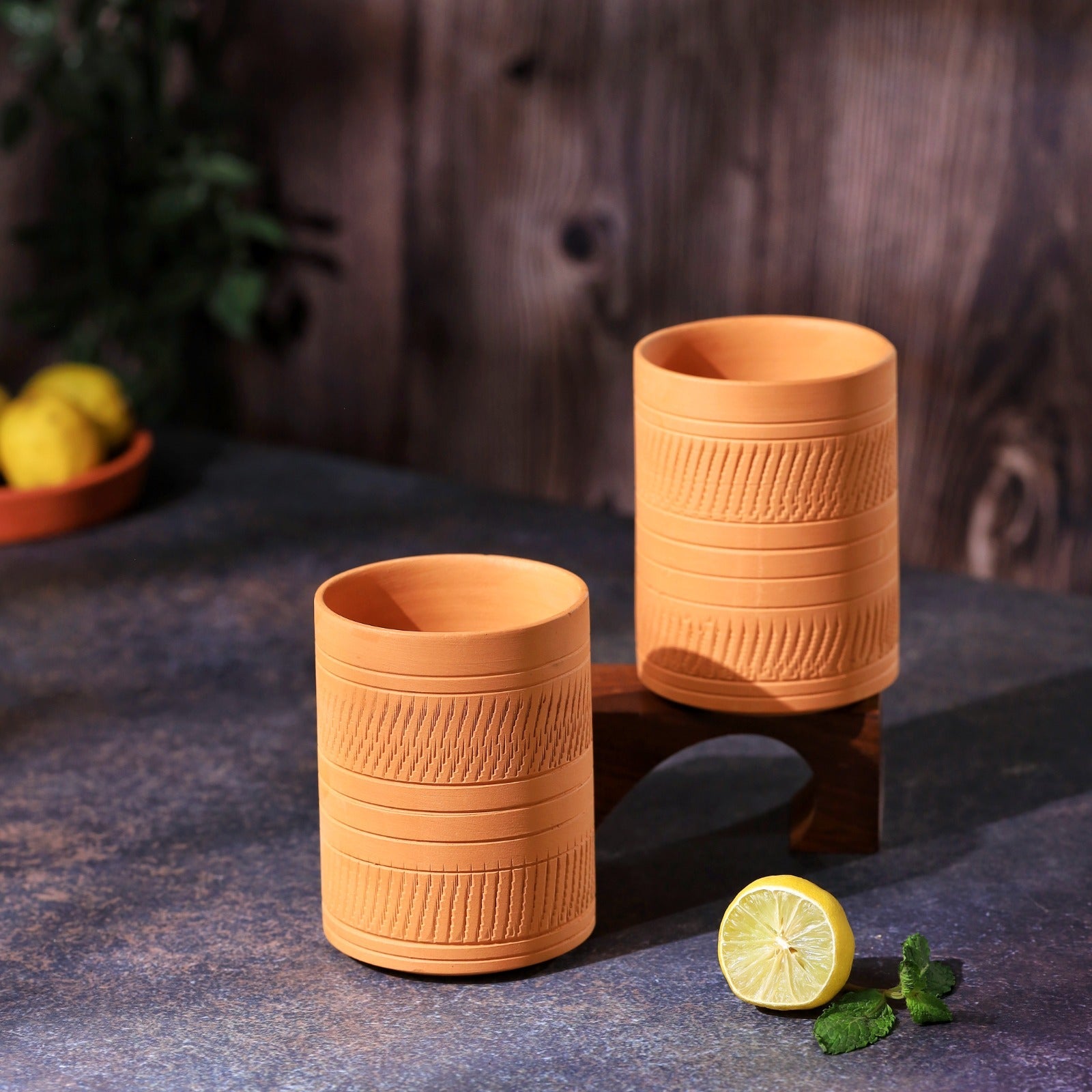 Terracotta Kohinoor Jumbo Glass | Handmade Clay Water Glass – Mugs on Brown Living™. SKU: DG-10. Img 1.