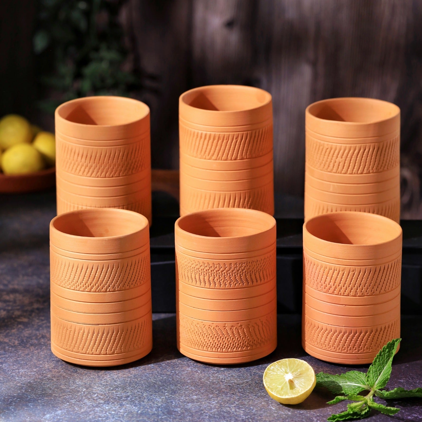 Terracotta Kohinoor Jumbo Glass | Handmade Clay Water Glass – Mugs on Brown Living™. SKU: DG-12. Img 17.