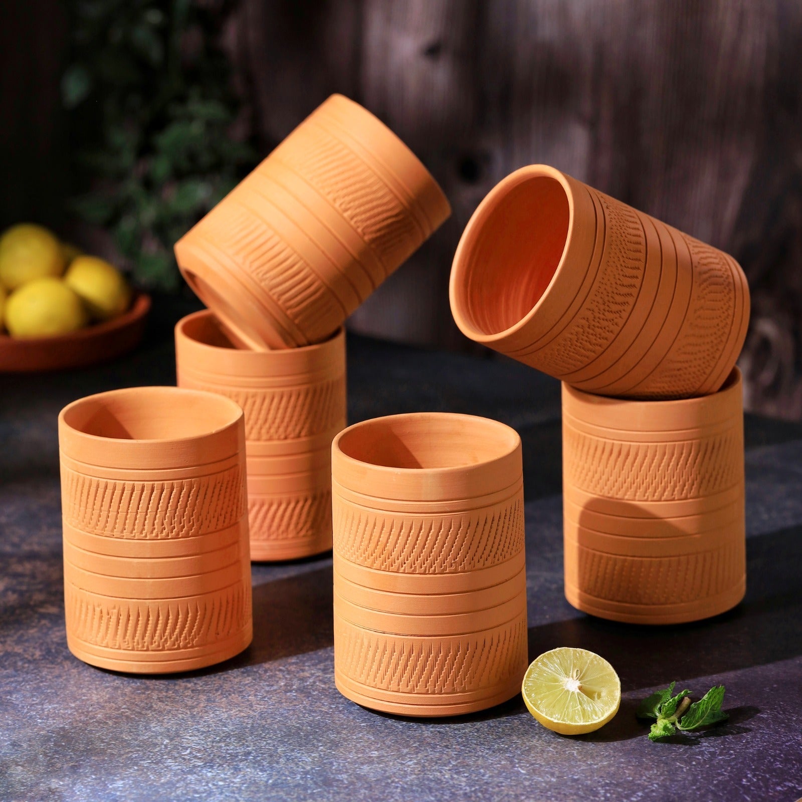 Terracotta Kohinoor Jumbo Glass | Handmade Clay Water Glass – Mugs on Brown Living™. SKU: DG-12. Img 6.