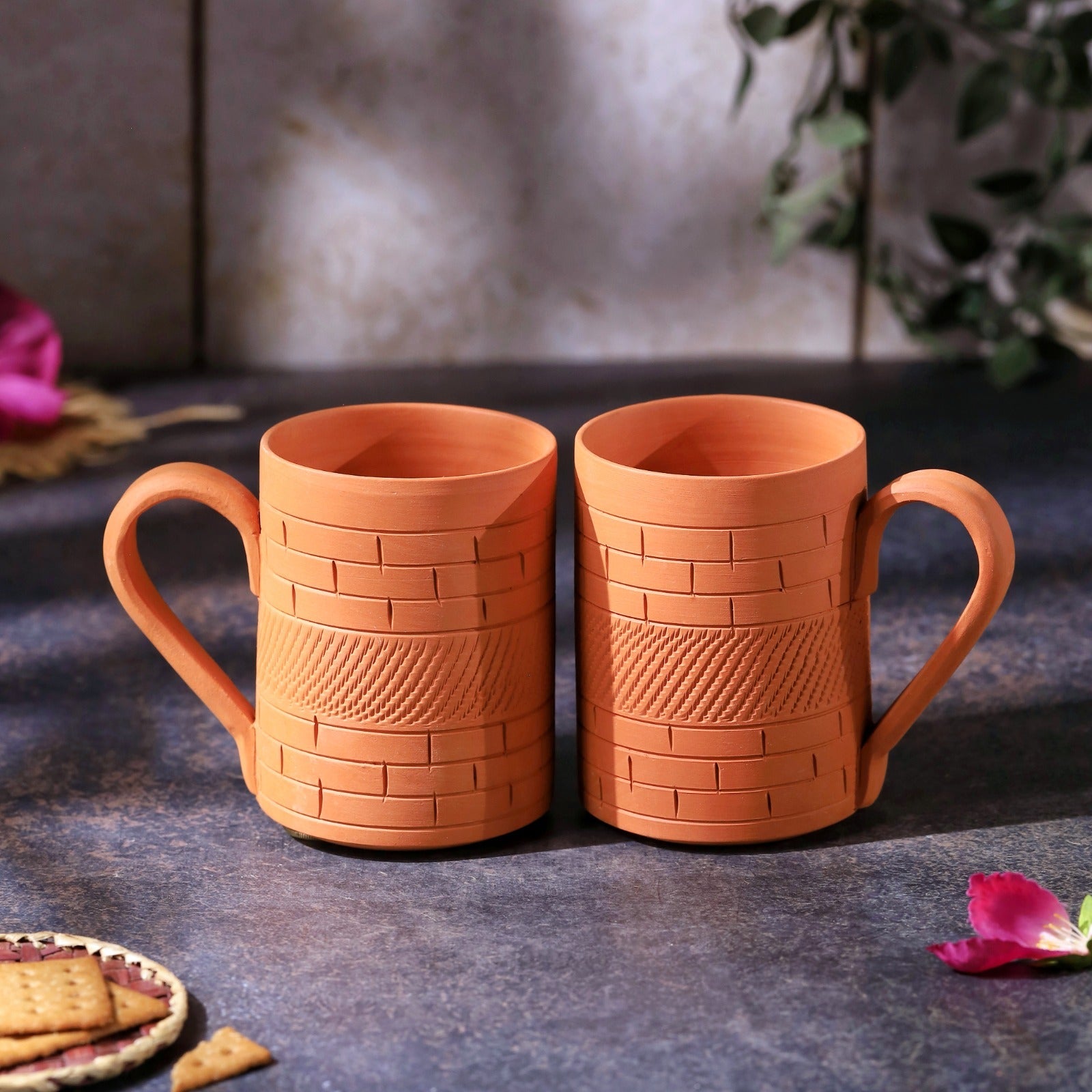 Terracotta Kohinoor Jumbo Mug – Handcrafted Natural Clay Large Mug – Mugs on Brown Living™. SKU: JM-7. Img 4.