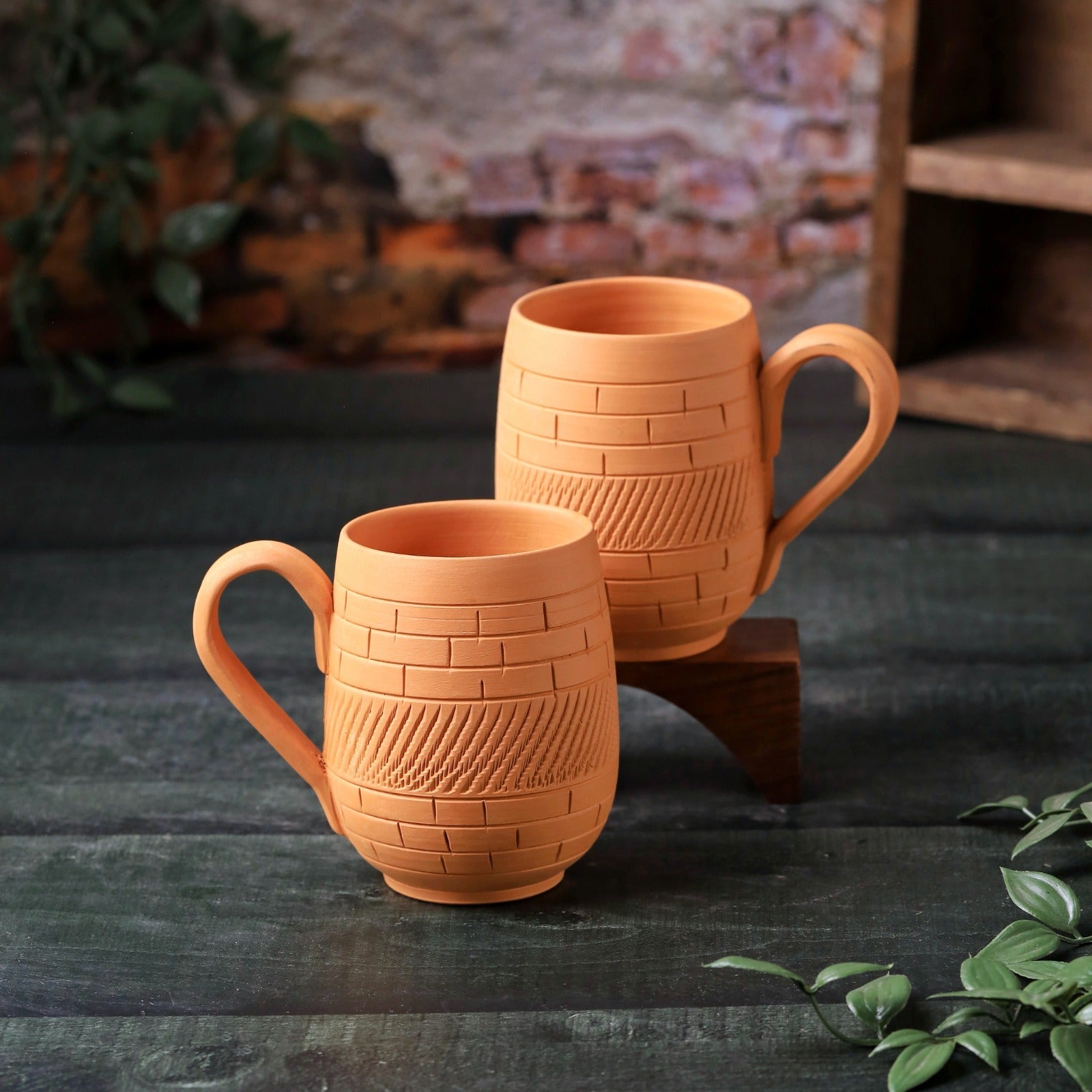 Terracotta Maharaja Jumbo Mug - Handcrafted Natural Clay Large Mug – Mugs on Brown Living™. SKU: JM-4. Img 5.