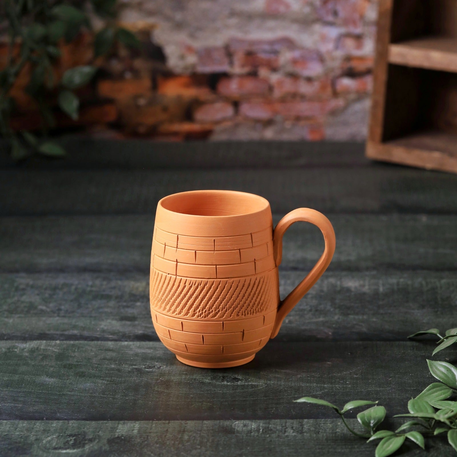 Terracotta Maharaja Jumbo Mug - Handcrafted Natural Clay Large Mug – Mugs on Brown Living™. SKU: JM-4. Img 1.