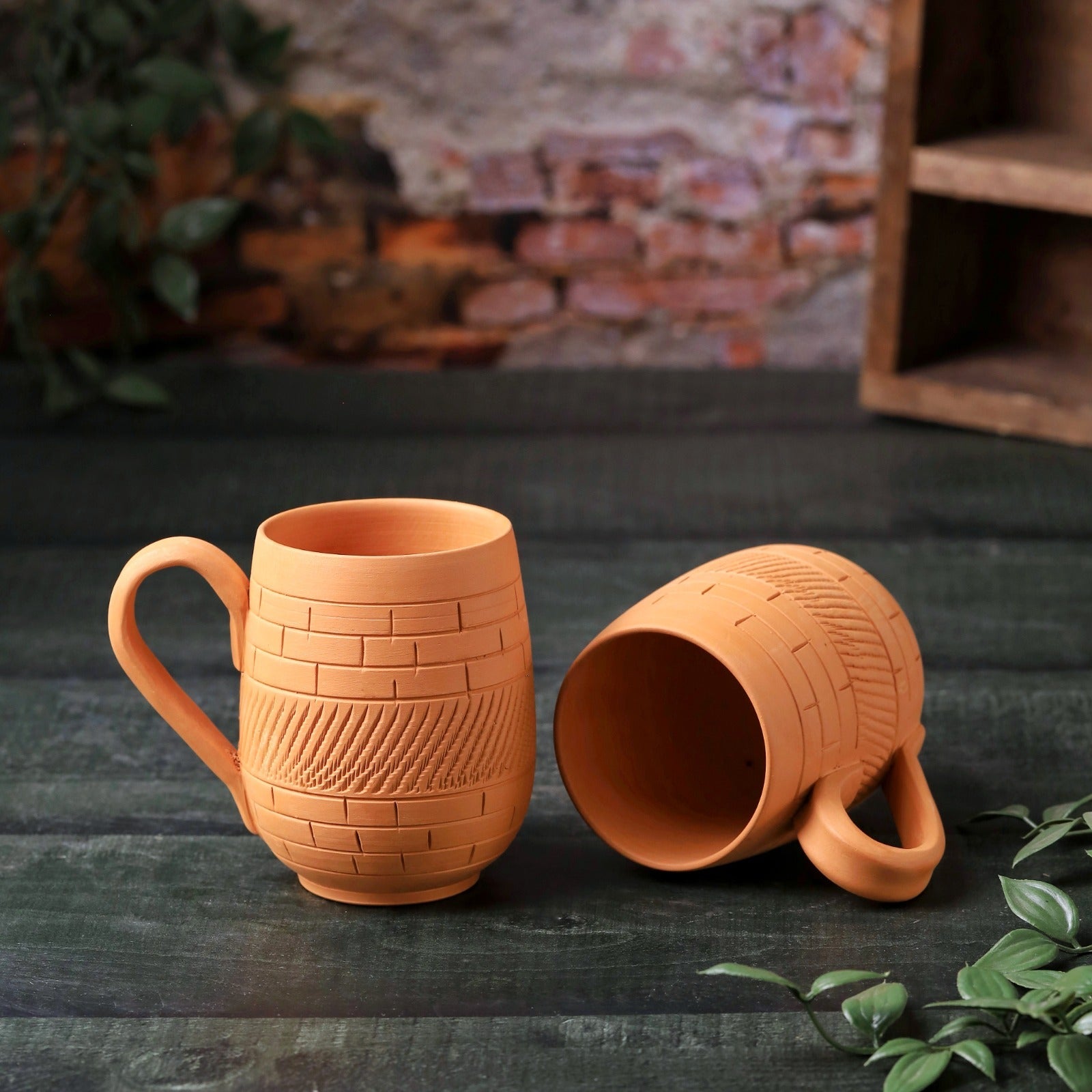 Terracotta Maharaja Jumbo Mug - Handcrafted Natural Clay Large Mug – Mugs on Brown Living™. SKU: JM-4. Img 4.